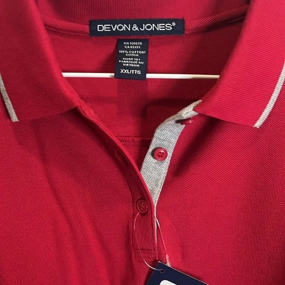 Devon & James Red and gray polo size XXL NWT - Picture 4 of 4
